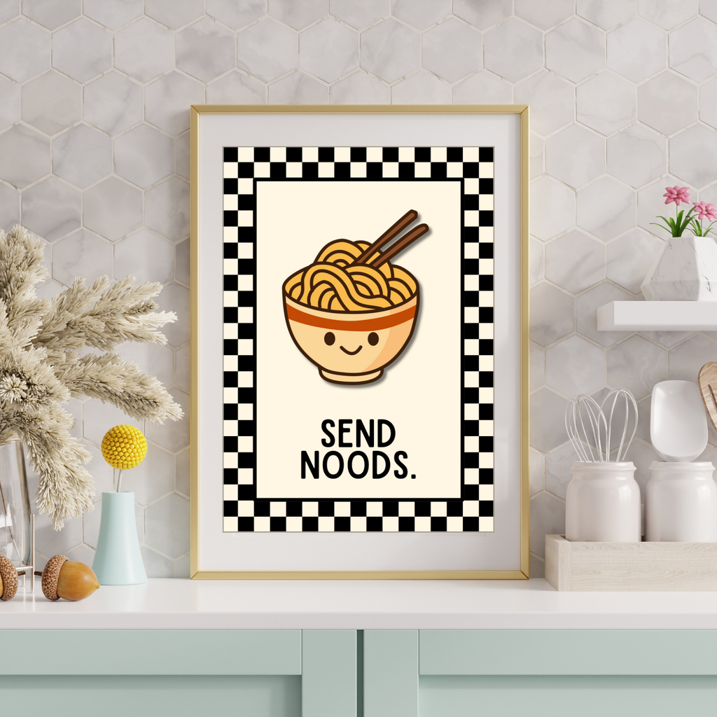 Rude Noods | Kitsch Kitchen checkerboard retro collection print