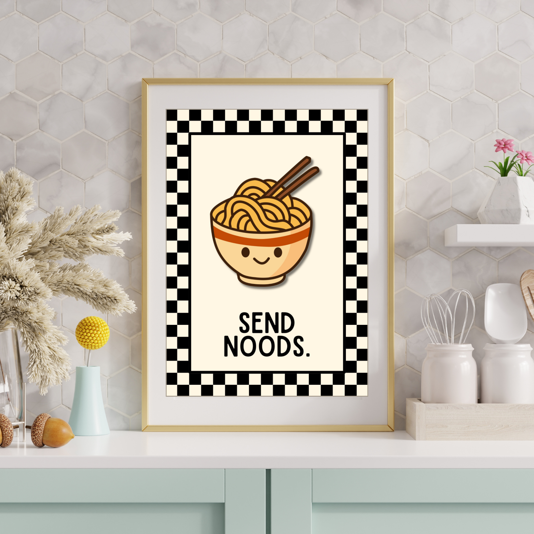 Rude Noods | Kitsch Kitchen checkerboard retro collection print