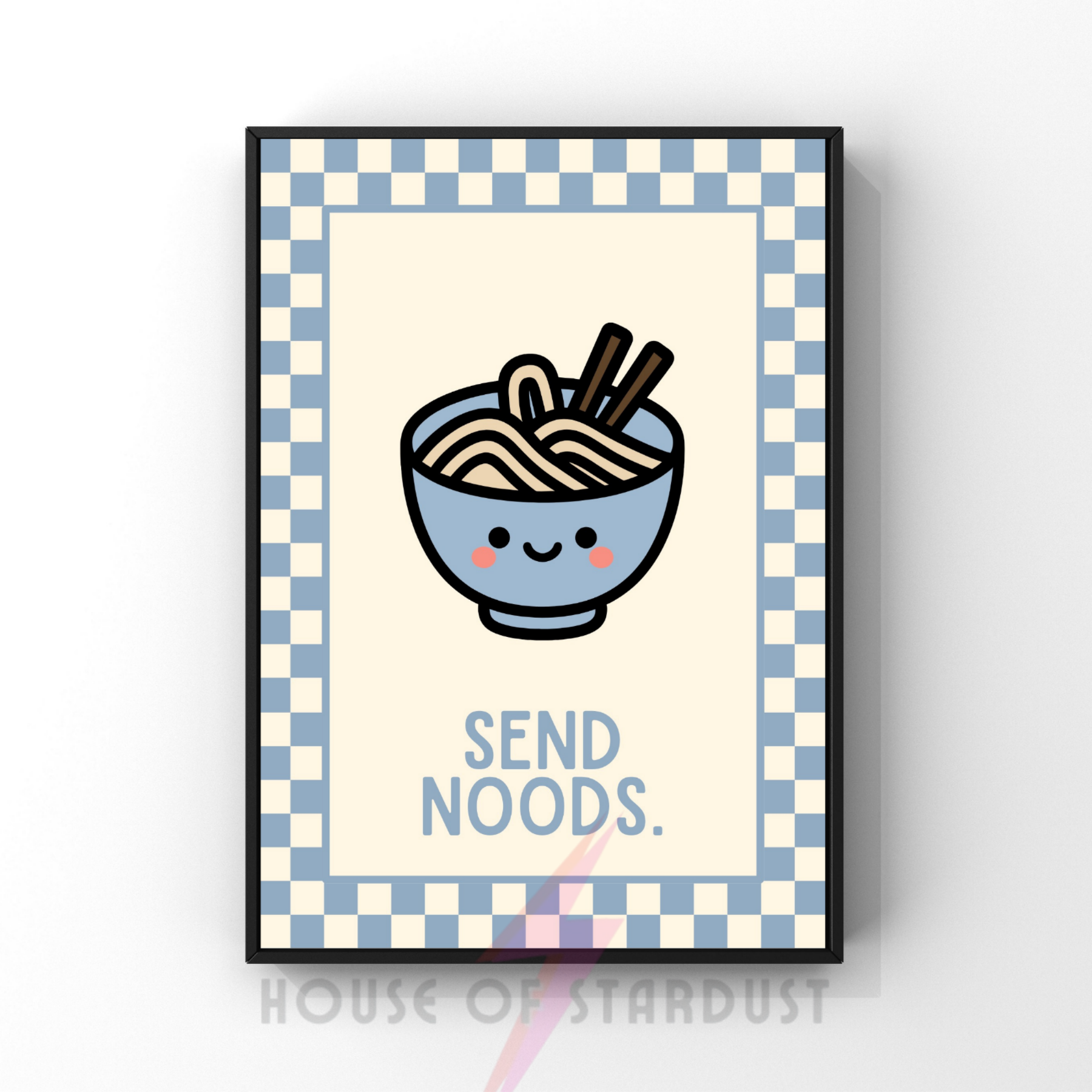 rude Noods | Kitsch Kitchen checkerboard pastels collection print