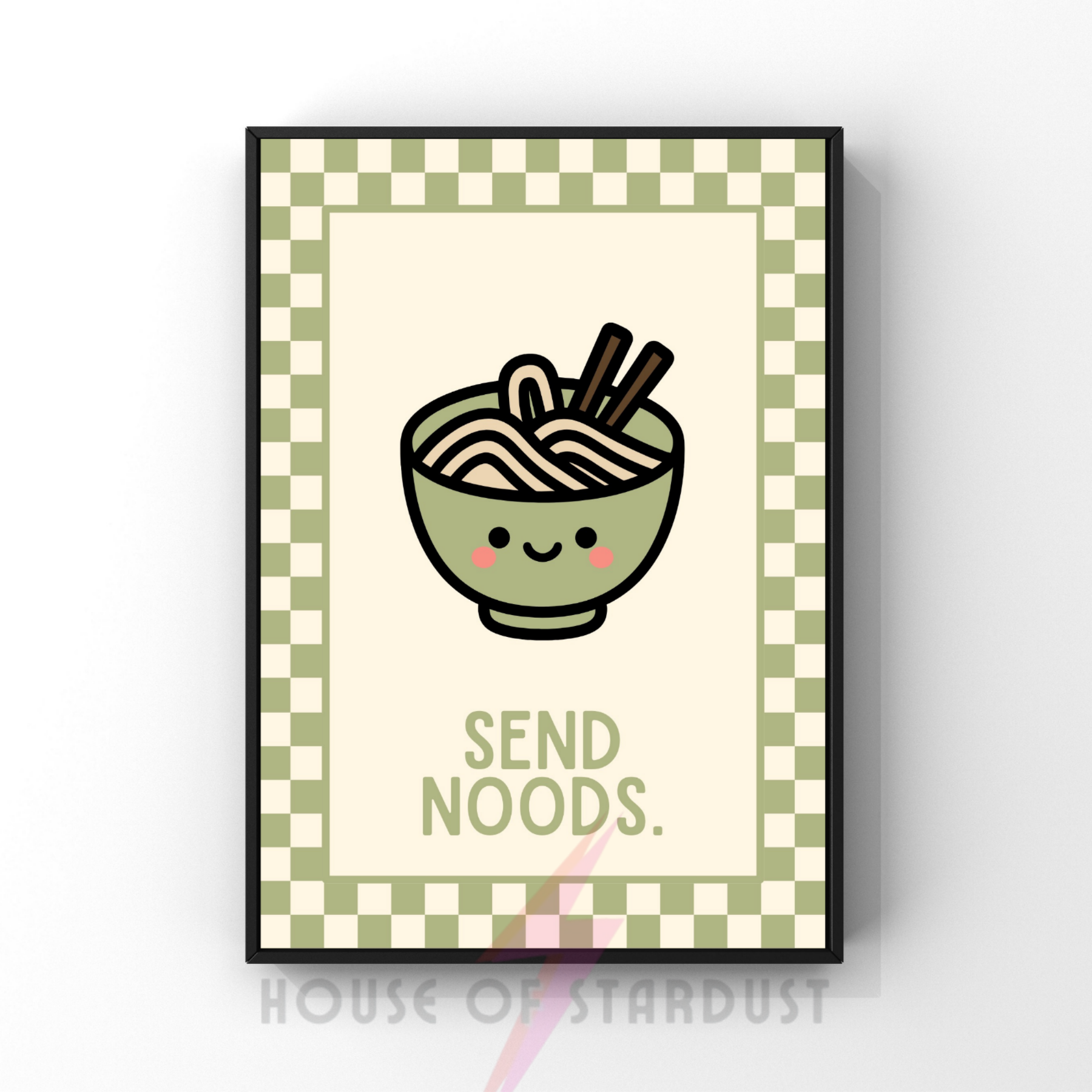 rude Noods | Kitsch Kitchen checkerboard pastels collection print