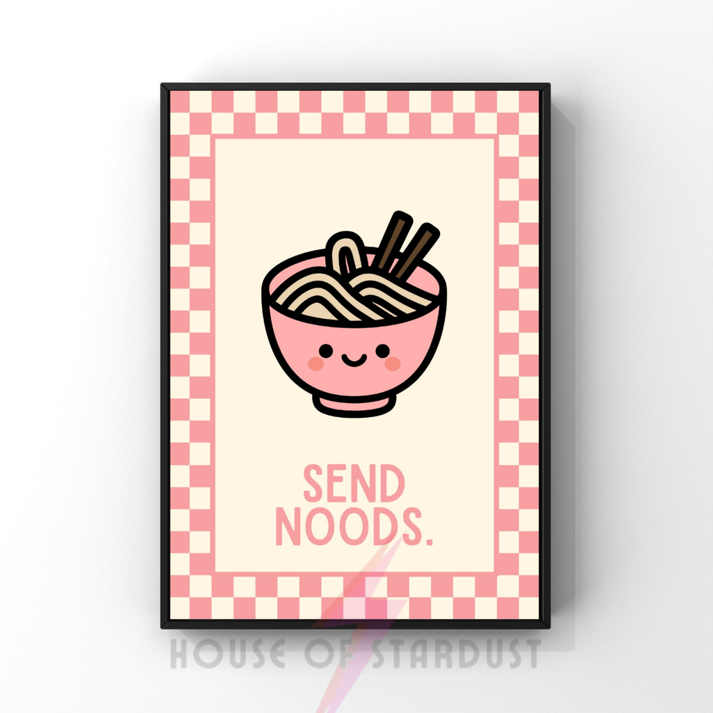 rude Noods | Kitsch Kitchen checkerboard pastels collection print