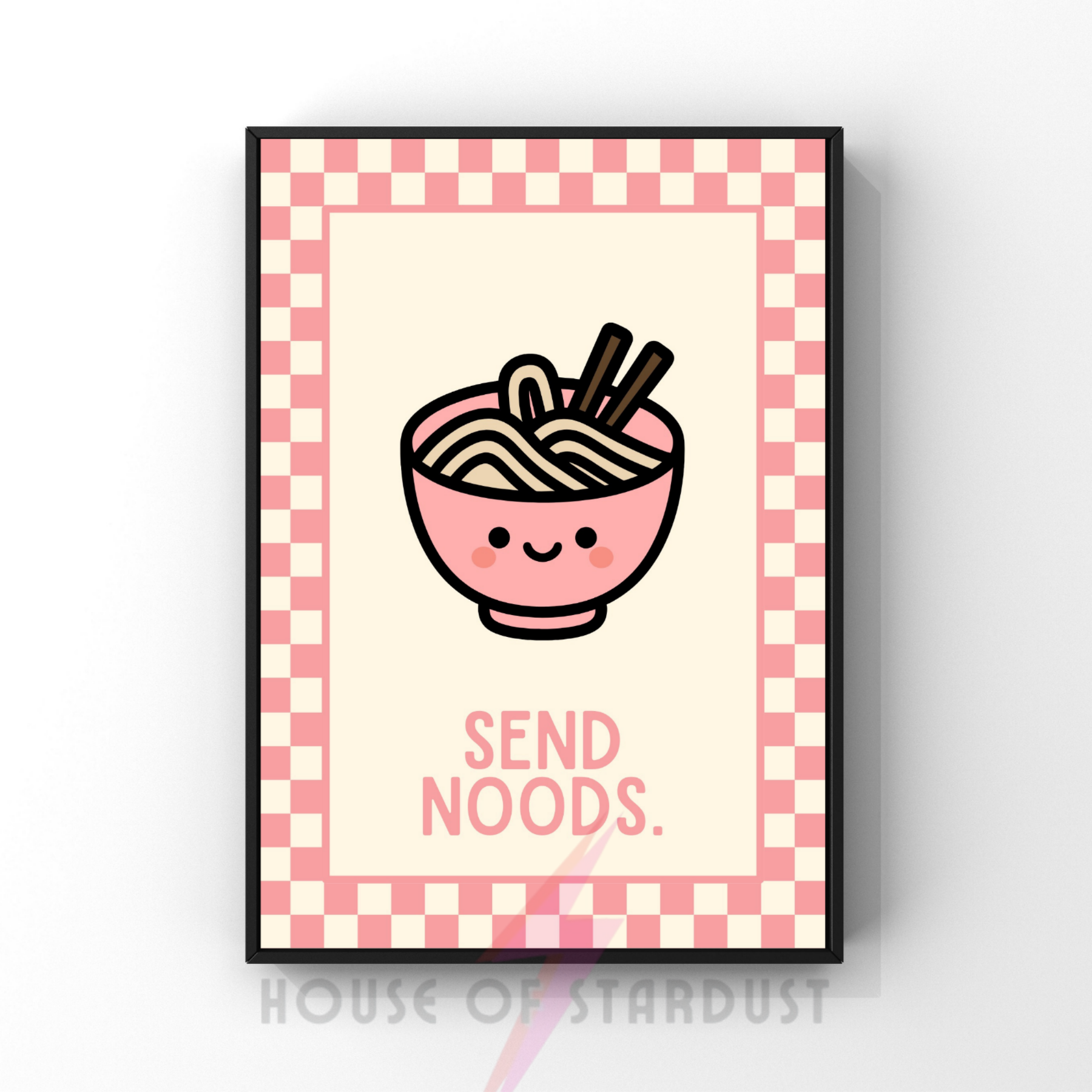 rude Noods | Kitsch Kitchen checkerboard pastels collection print