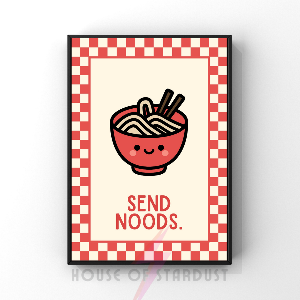 rude Noods | Kitsch Kitchen checkerboard pastels collection print