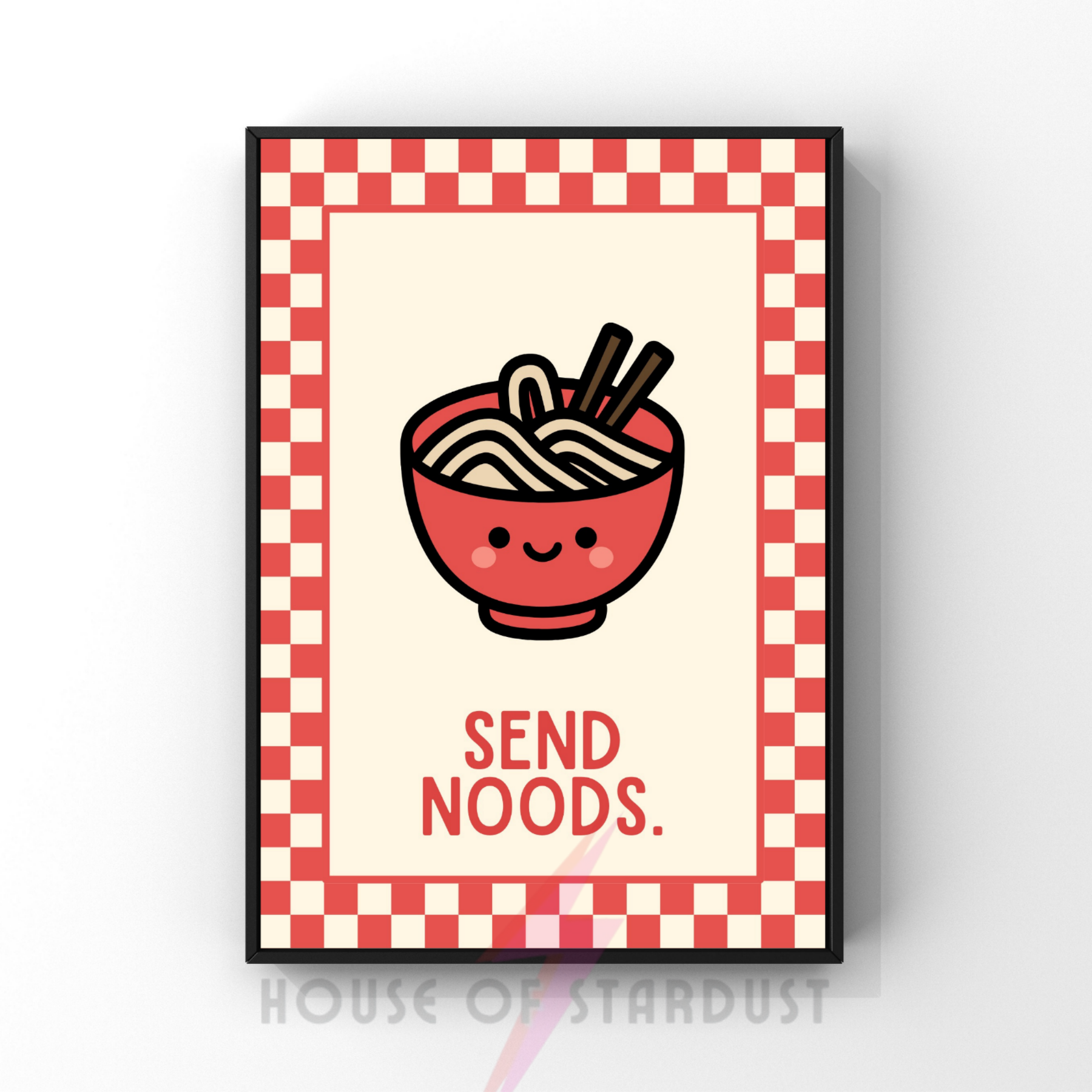 rude Noods | Kitsch Kitchen checkerboard pastels collection print