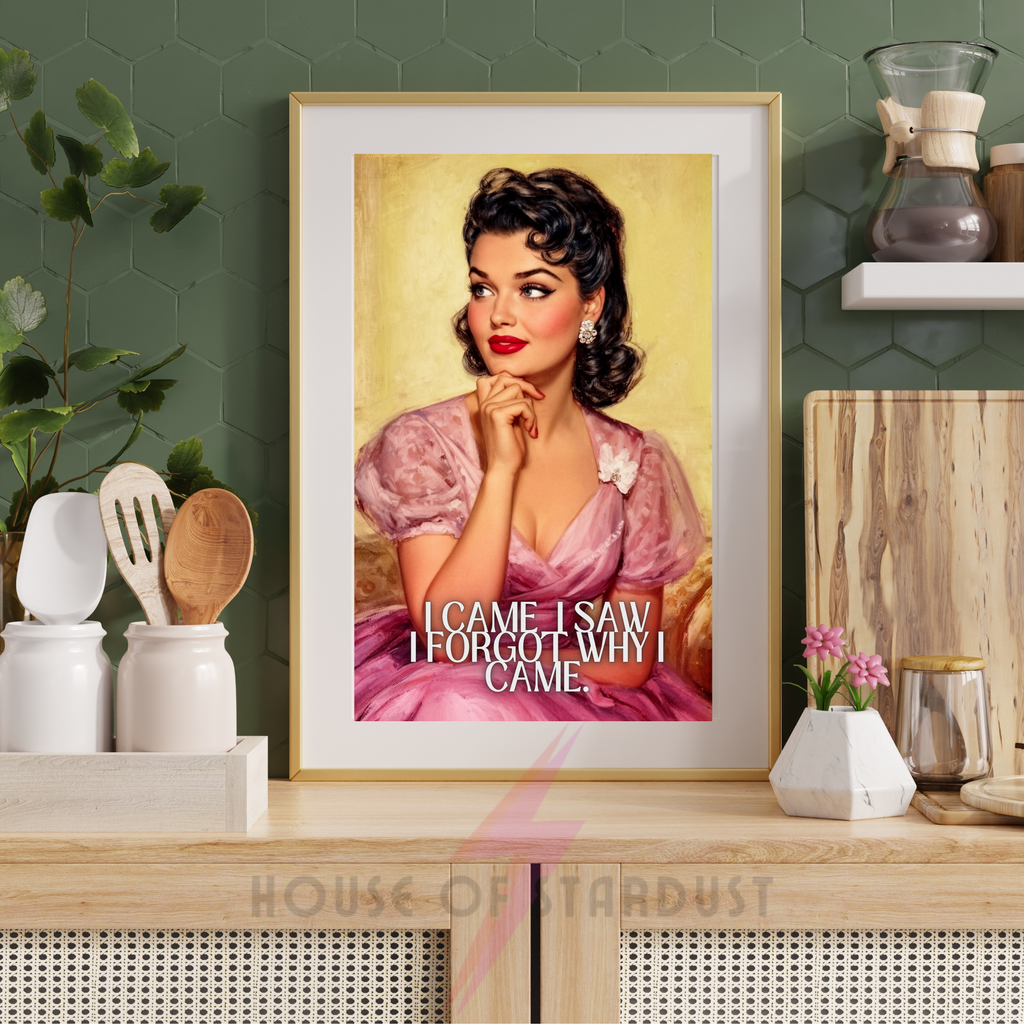 I came, I saw, I forgot why I came | Retro feminist ADHD Humour Housewife Print