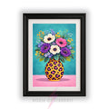 Colourful Floral Vase Wall Art Print | Leopard Print Vase wall art print | Botanical Maximalist Decor | Statement Home Poster A4 A3 A5 A1 A2
