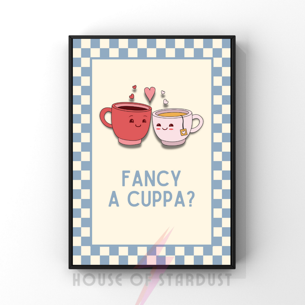 Cuppa? | Kitsch Kitchen checkerboard pastels collection print