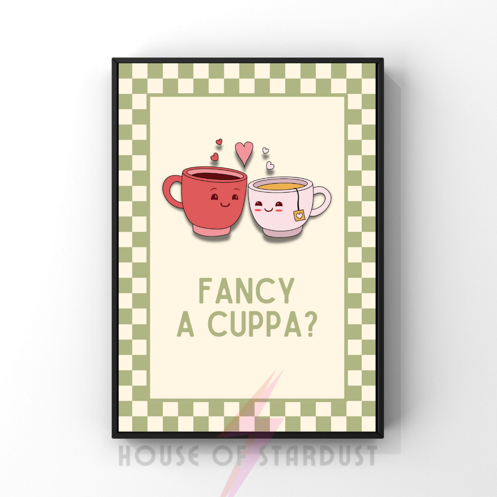 Cuppa? | Kitsch Kitchen checkerboard pastels collection print