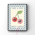 Take a seat sweet Cheeks | Kitsch Kitchen checkerboard pastels collection print