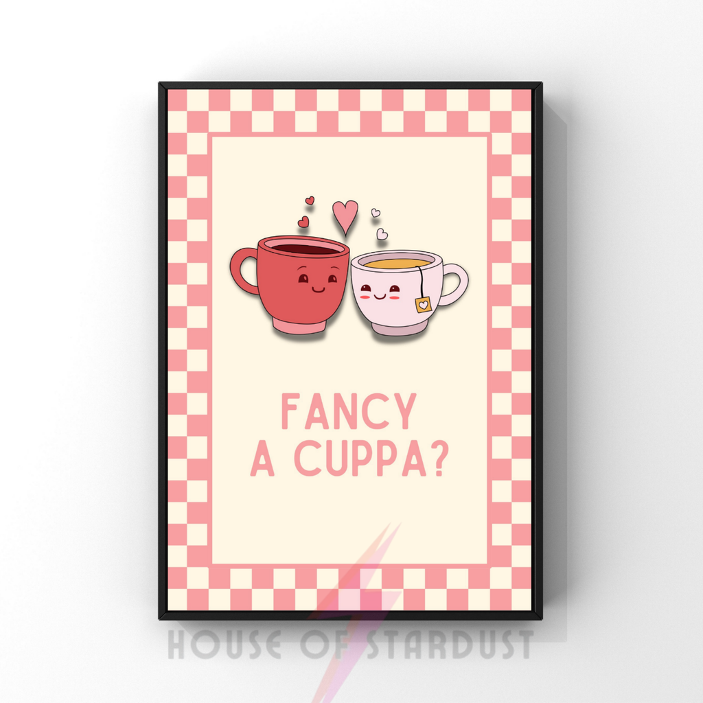 Cuppa? | Kitsch Kitchen checkerboard pastels collection print