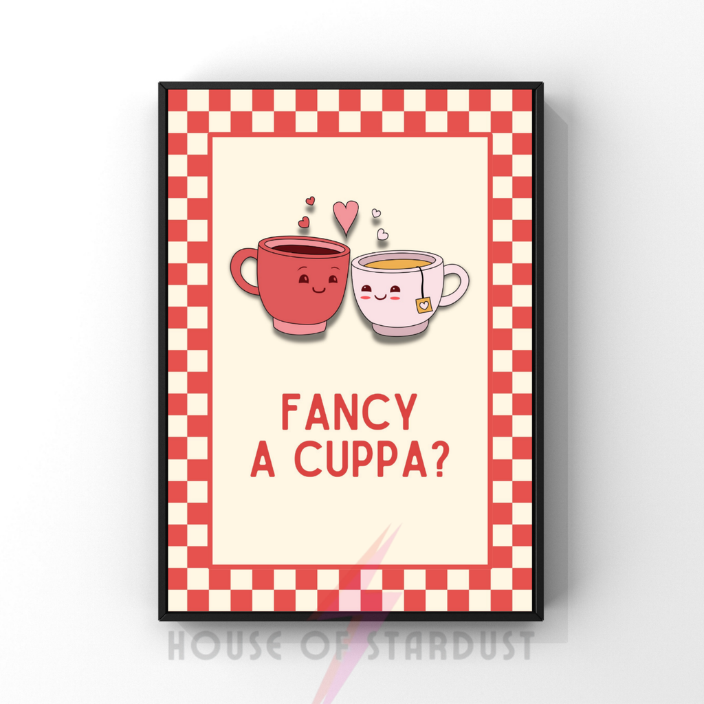 Cuppa? | Kitsch Kitchen checkerboard pastels collection print