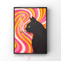 Retro swirl | Cool smokin' kitty cat print