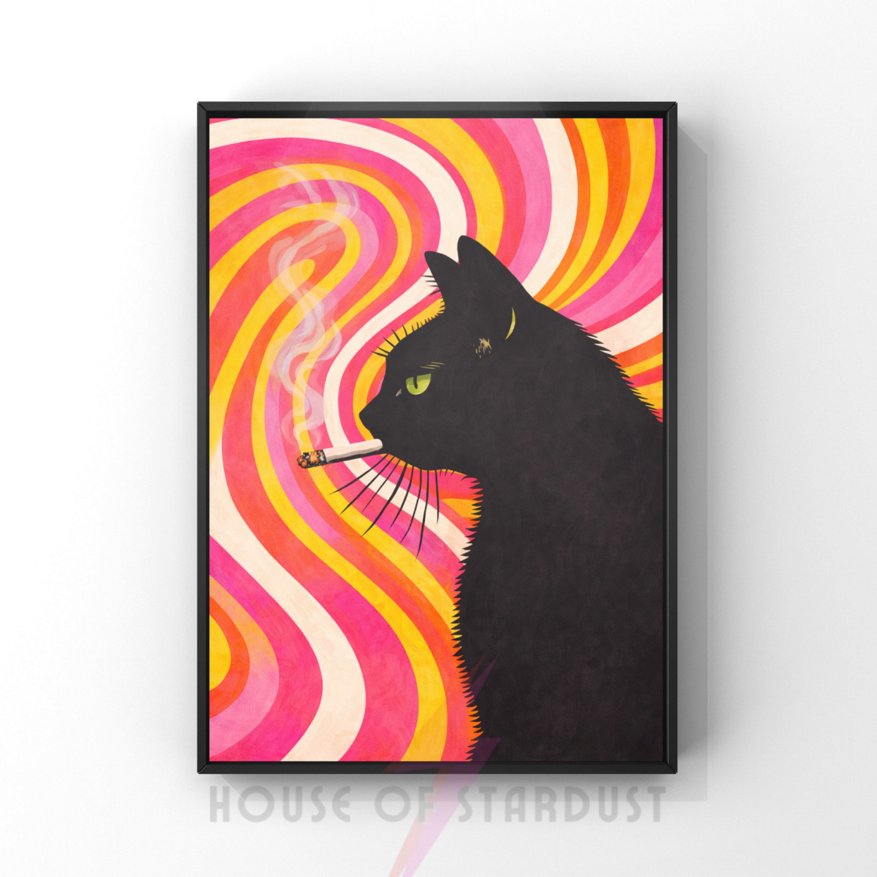 Retro swirl | Cool smokin' kitty cat print