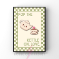 pop the kettle on  | Kitsch Kitchen checkerboard pastels collection print