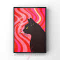 Red waves | Cool smokin' kitty cat print