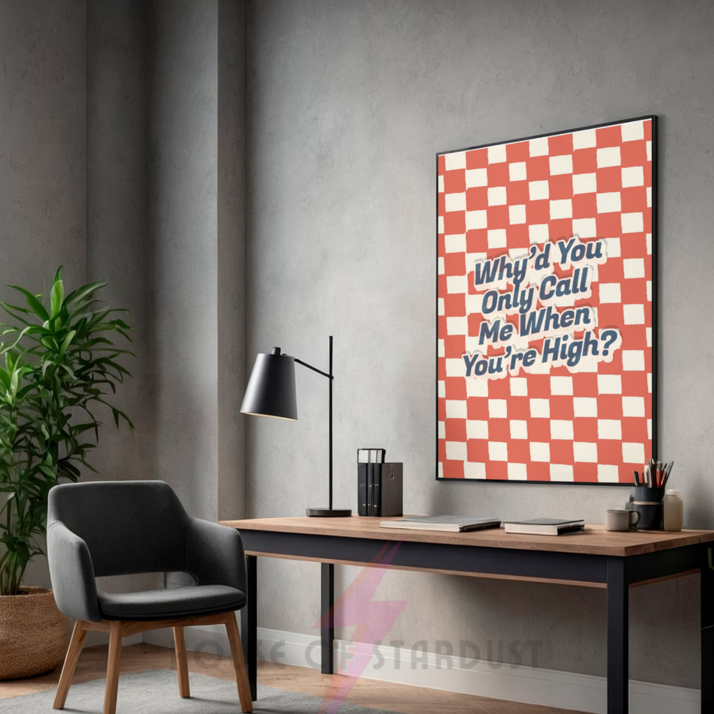 call me when you're high  | Arctic monkeys inspired Inspired checkerboard indie Music Print