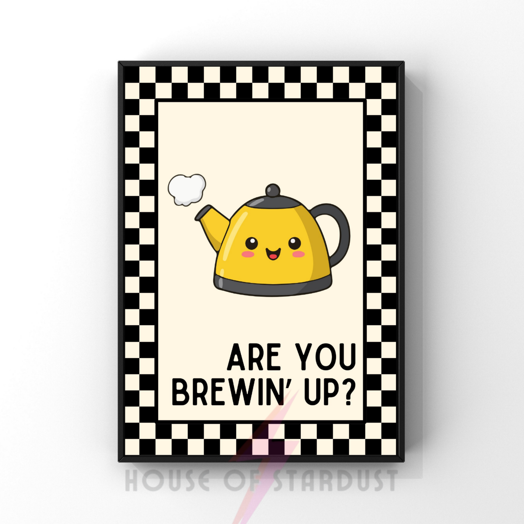 brewin' up? | Kitsch Kitchen checkerboard retro collection print