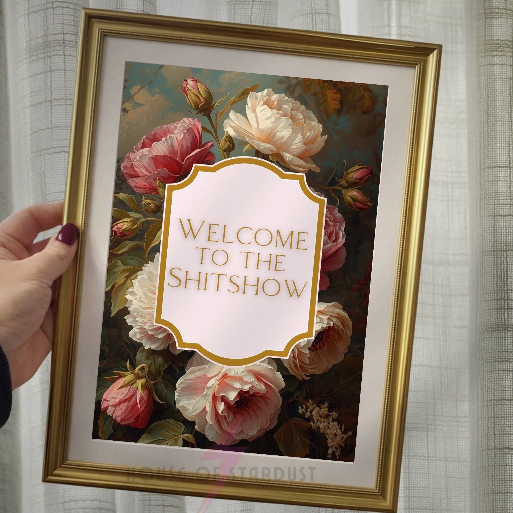 Funny Floral Wall Art Print | Welcome To The Shitshow Quote Poster | Vintage Botanical Decor | Home Office Wall Art A4 A3 A5 A1 A2