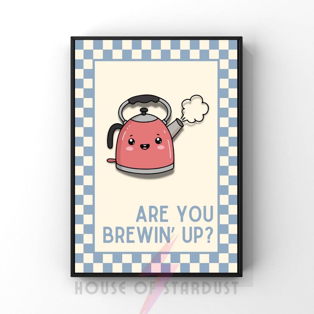 brewin' up? | Kitsch Kitchen checkerboard pastels collection print