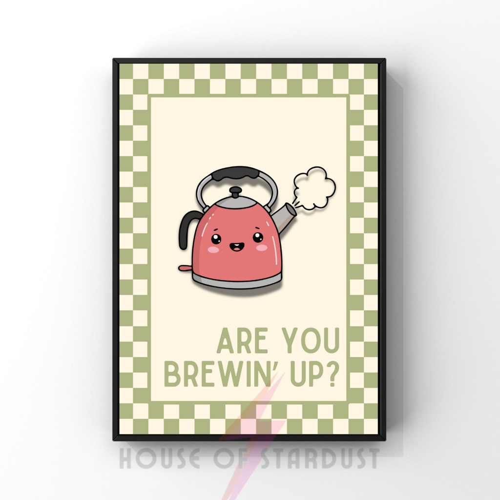 brewin' up? | Kitsch Kitchen checkerboard pastels collection print