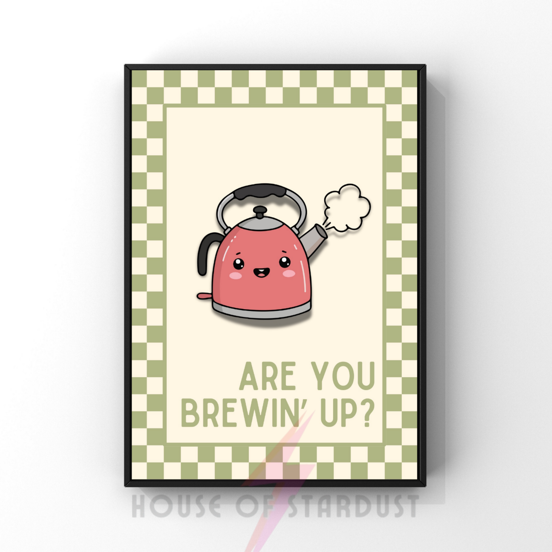 brewin' up? | Kitsch Kitchen checkerboard pastels collection print