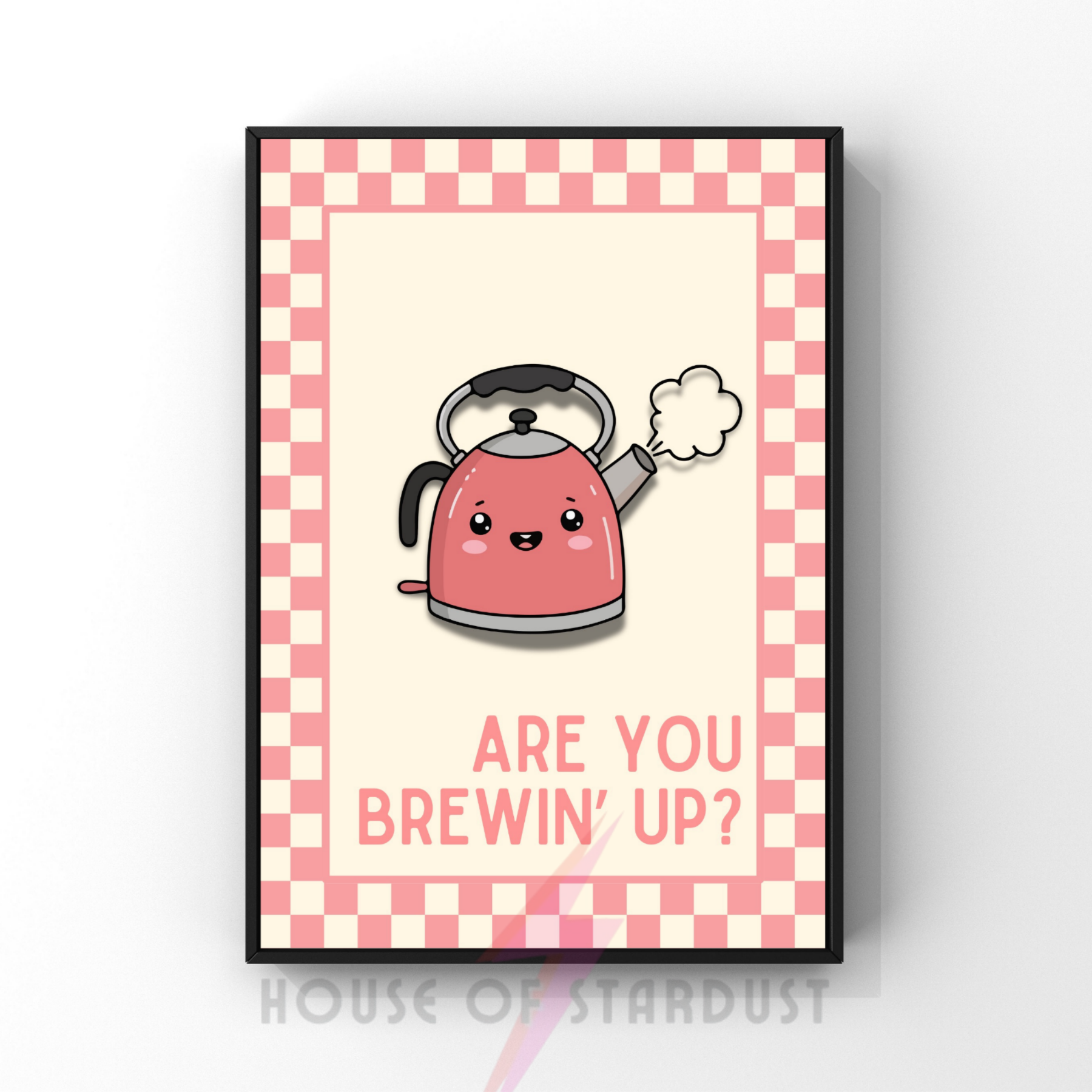 brewin' up? | Kitsch Kitchen checkerboard pastels collection print