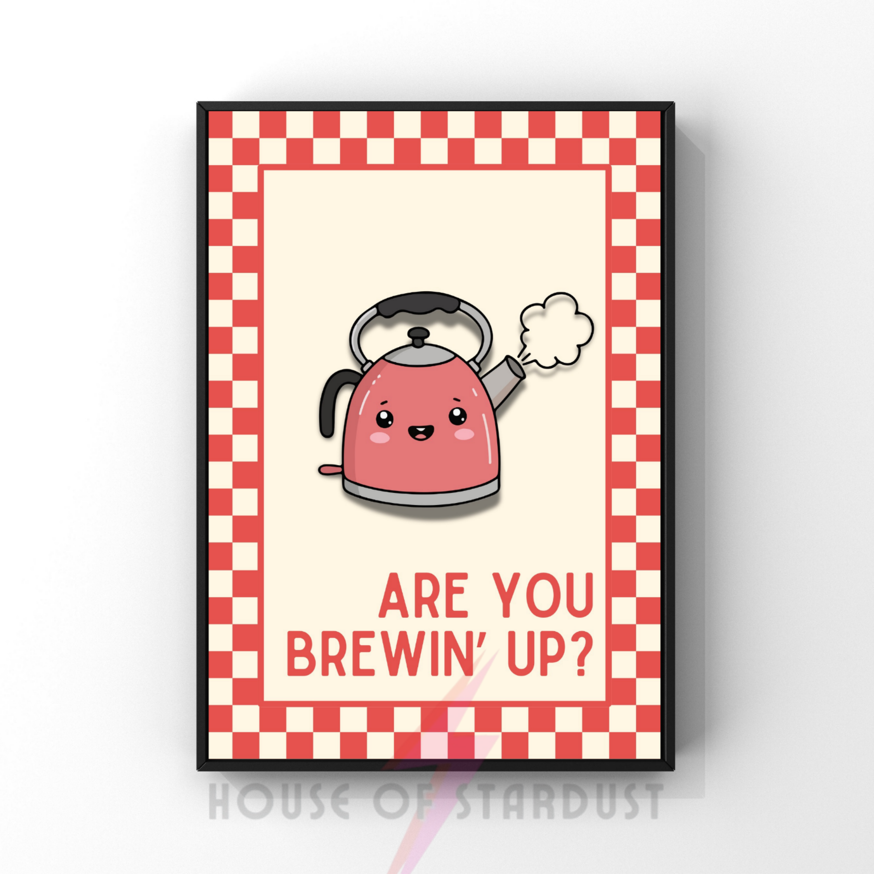 brewin' up? | Kitsch Kitchen checkerboard pastels collection print