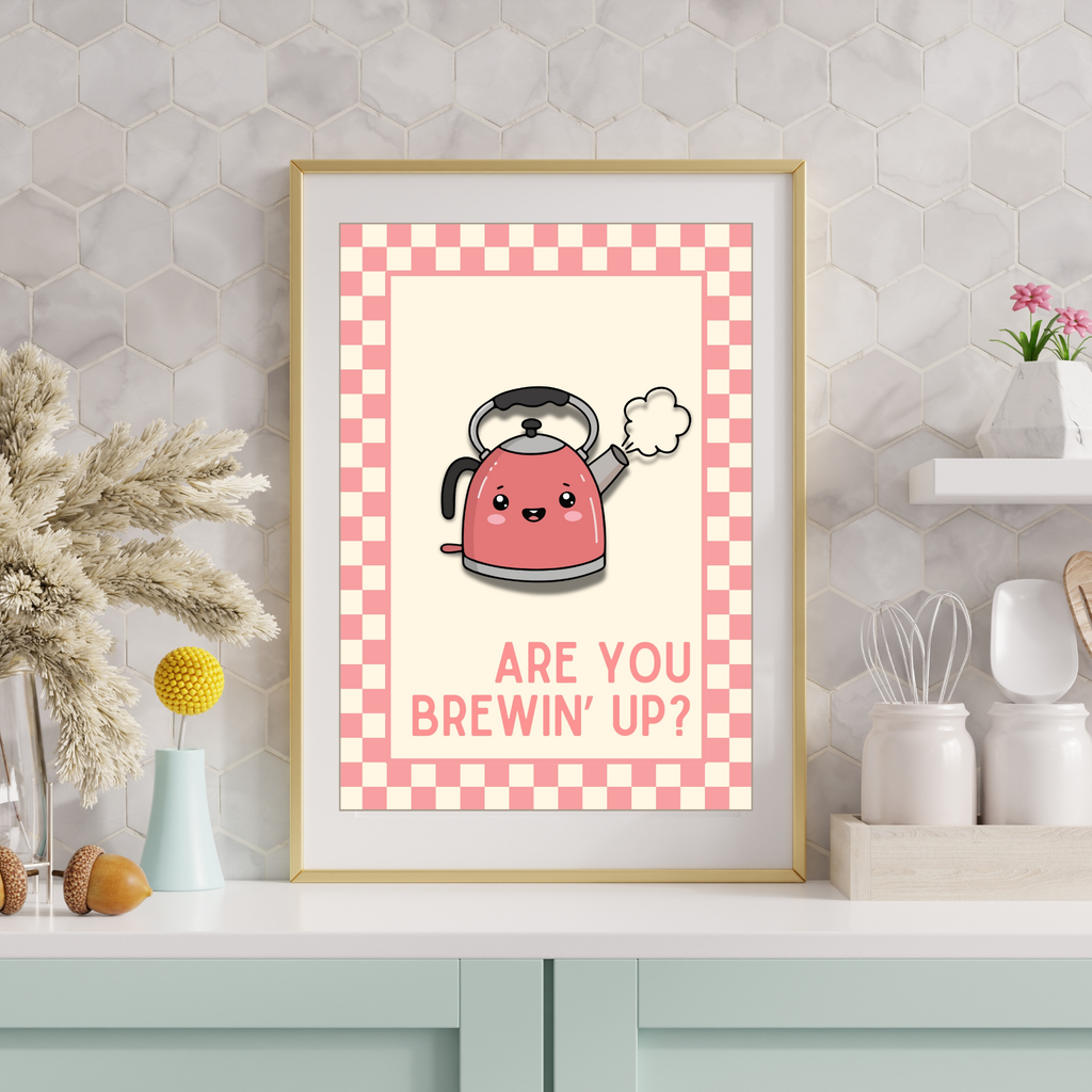 brewin' up? | Kitsch Kitchen checkerboard pastels collection print