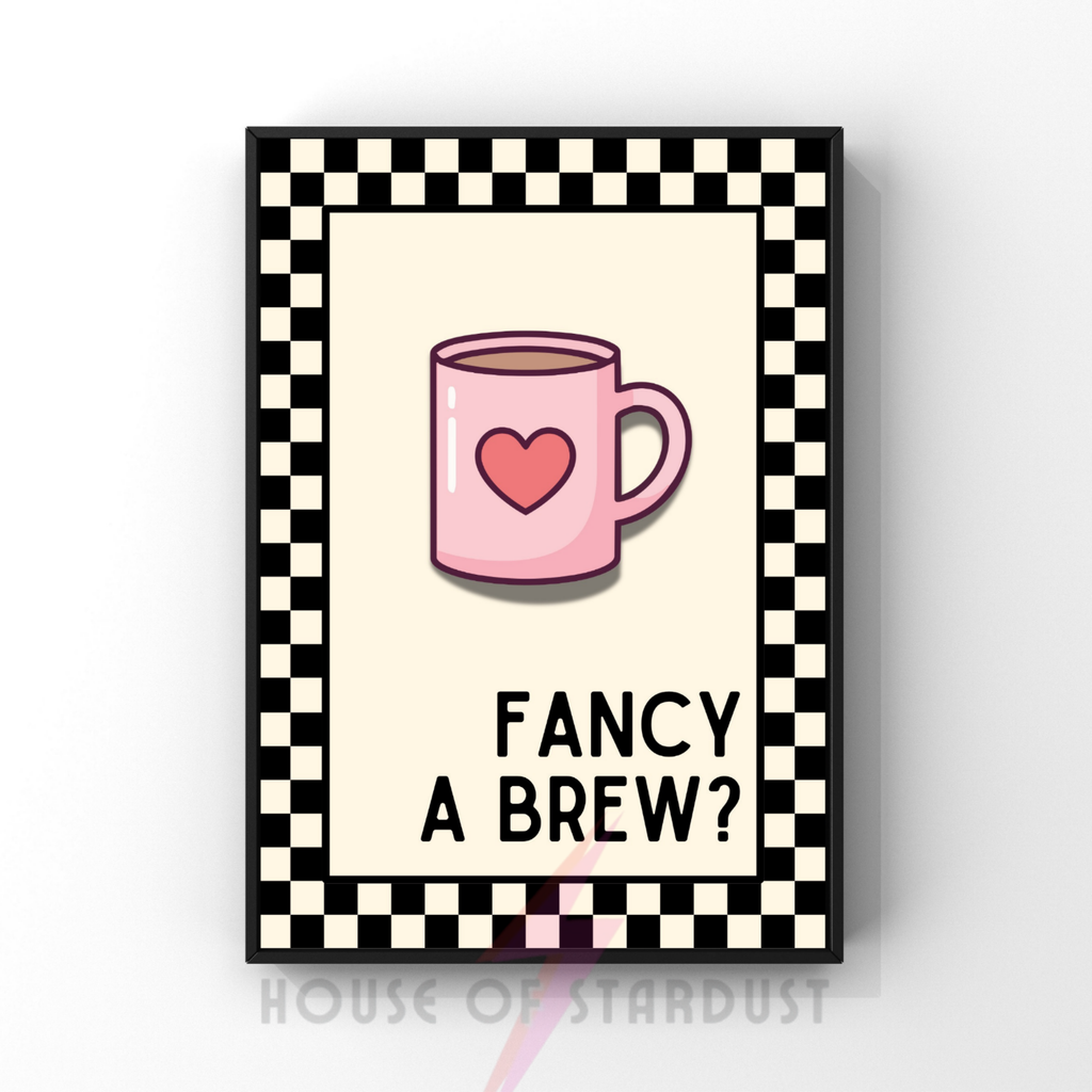 fancy a brew? | Kitsch Kitchen checkerboard retro collection print
