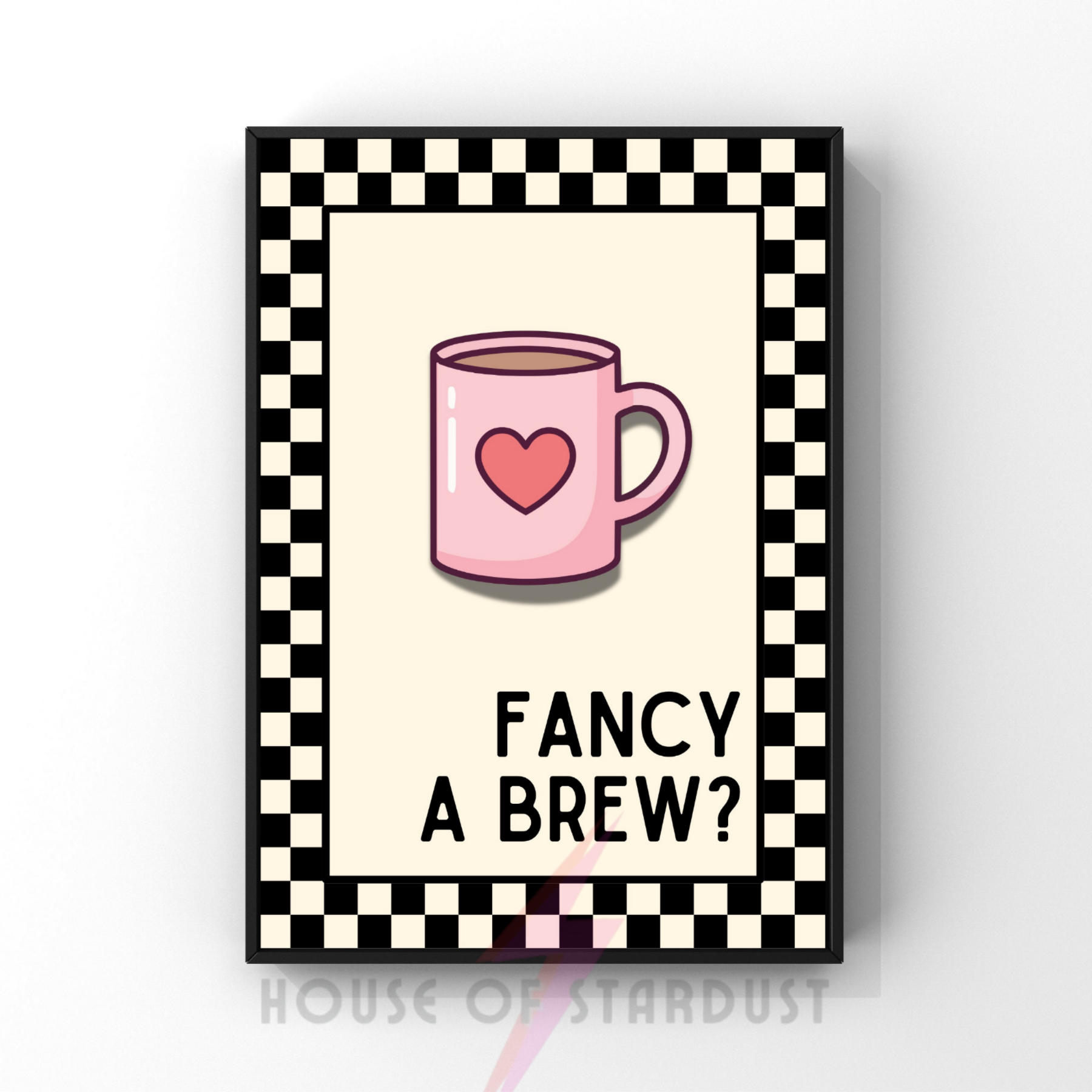 fancy a brew? | Kitsch Kitchen checkerboard retro collection print
