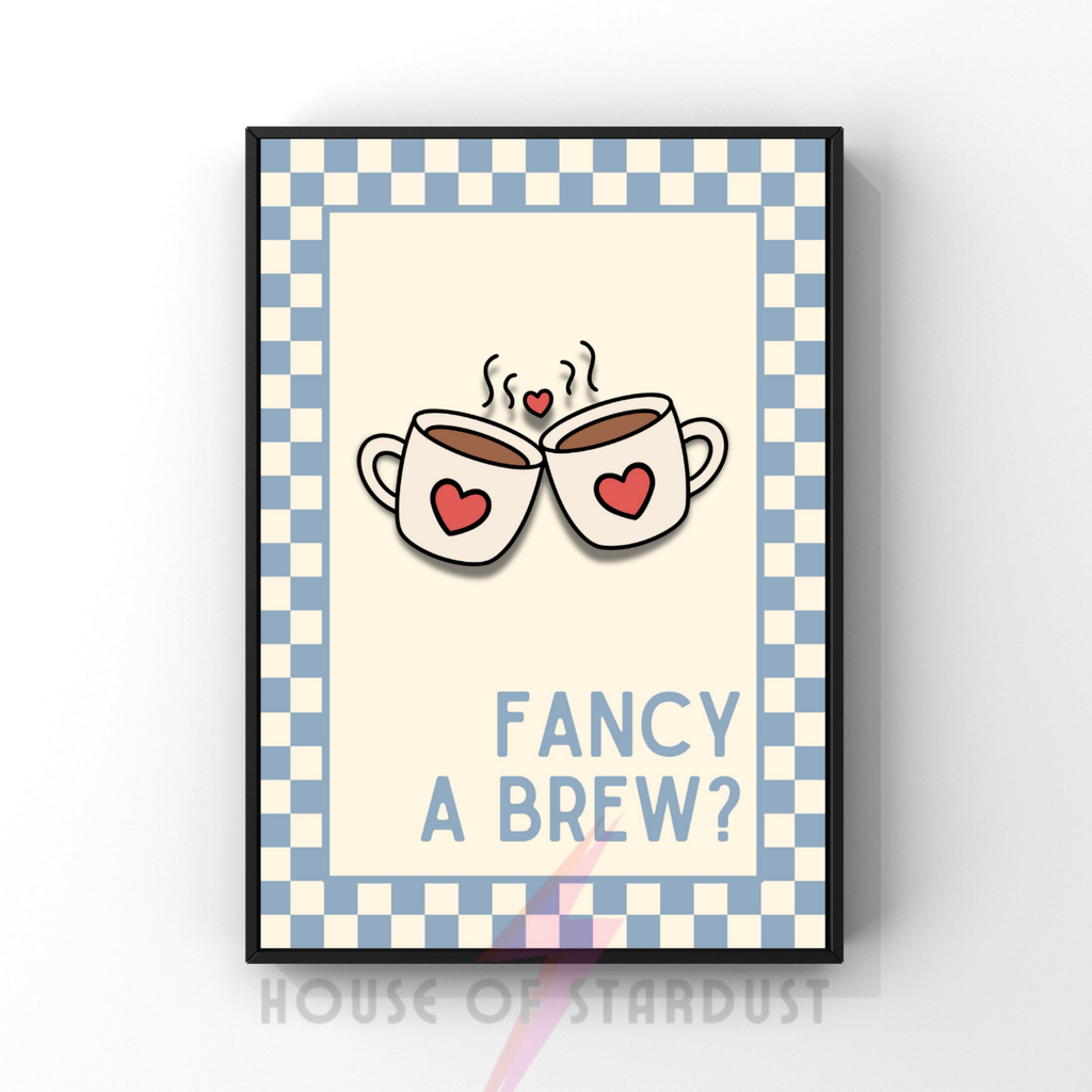 fancy a brew? | Kitsch Kitchen checkerboard pastels collection print