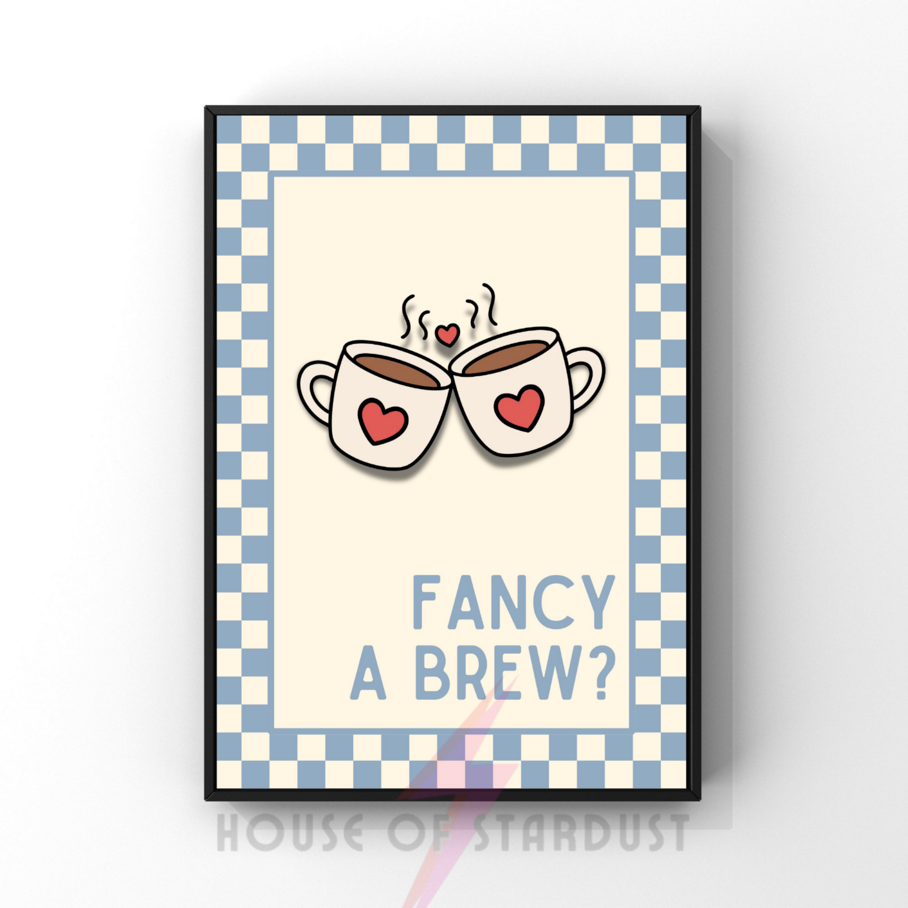 fancy a brew? | Kitsch Kitchen checkerboard pastels collection print