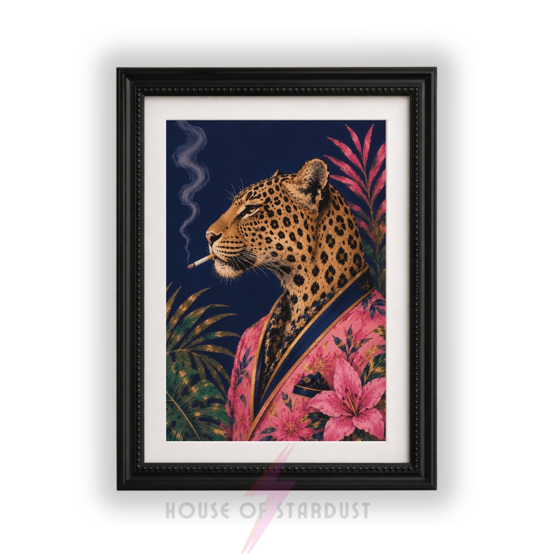 Leopard Smoking Art Print | Bold Tropical Wall Decor | A4 A3 A5 A1 A2