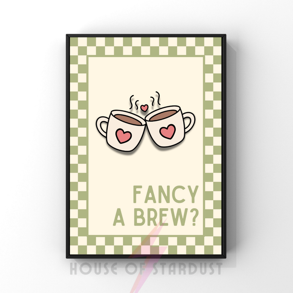 fancy a brew? | Kitsch Kitchen checkerboard pastels collection print