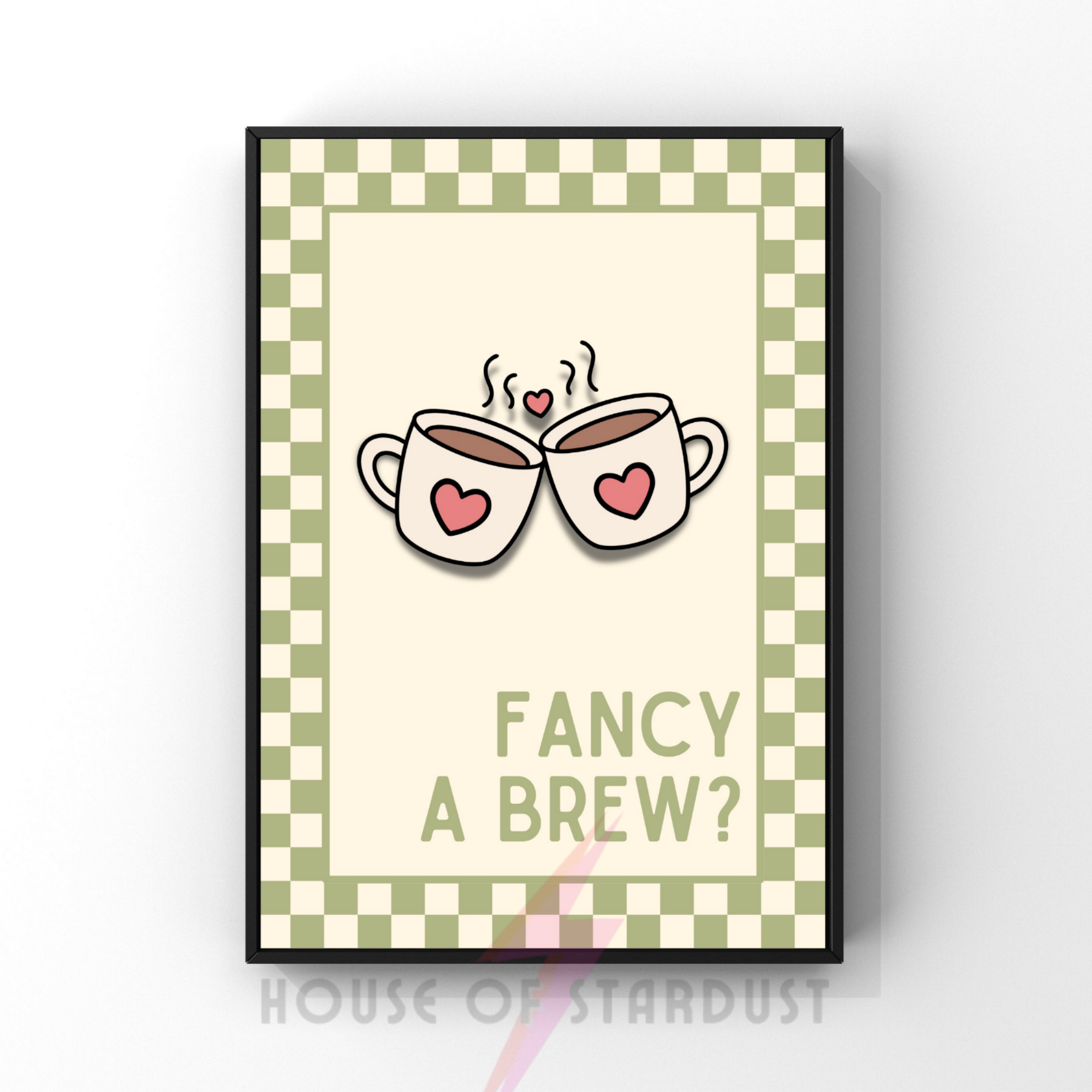 fancy a brew? | Kitsch Kitchen checkerboard pastels collection print