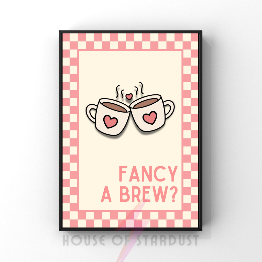fancy a brew? | Kitsch Kitchen checkerboard pastels collection print