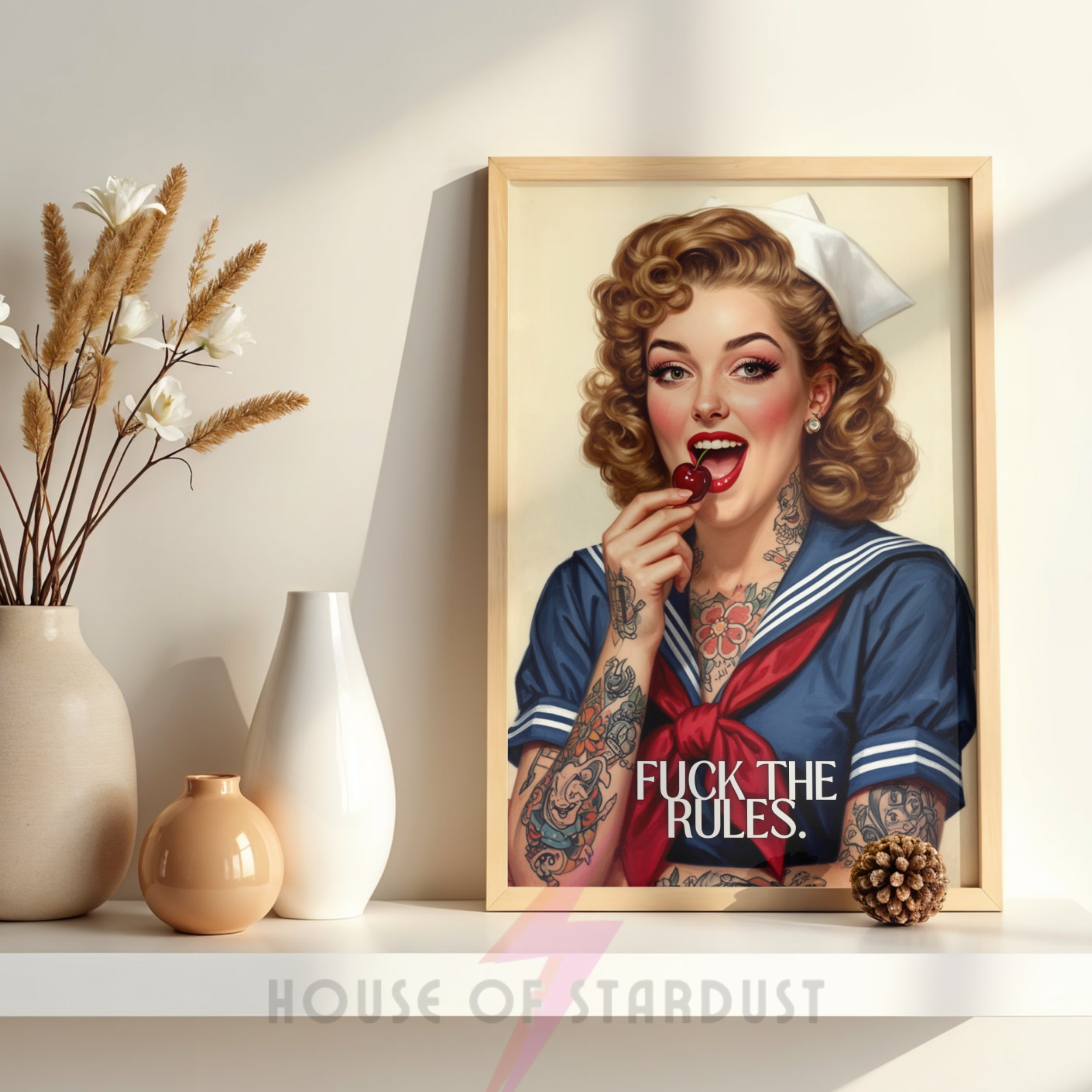 fuck the rules | sailor girl RETRO HOUSEWIFE feminist HUMOUR PRINT