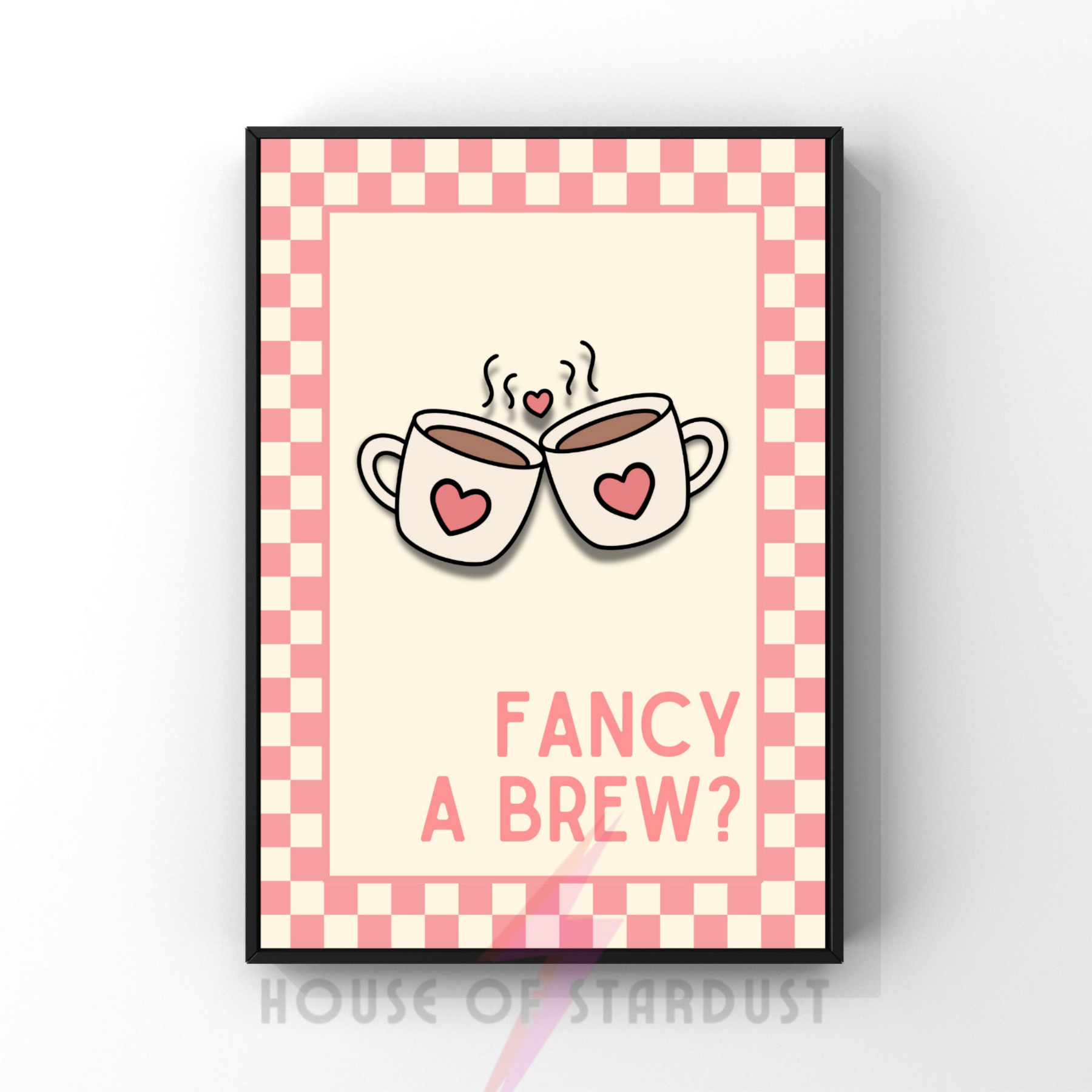 fancy a brew? | Kitsch Kitchen checkerboard pastels collection print