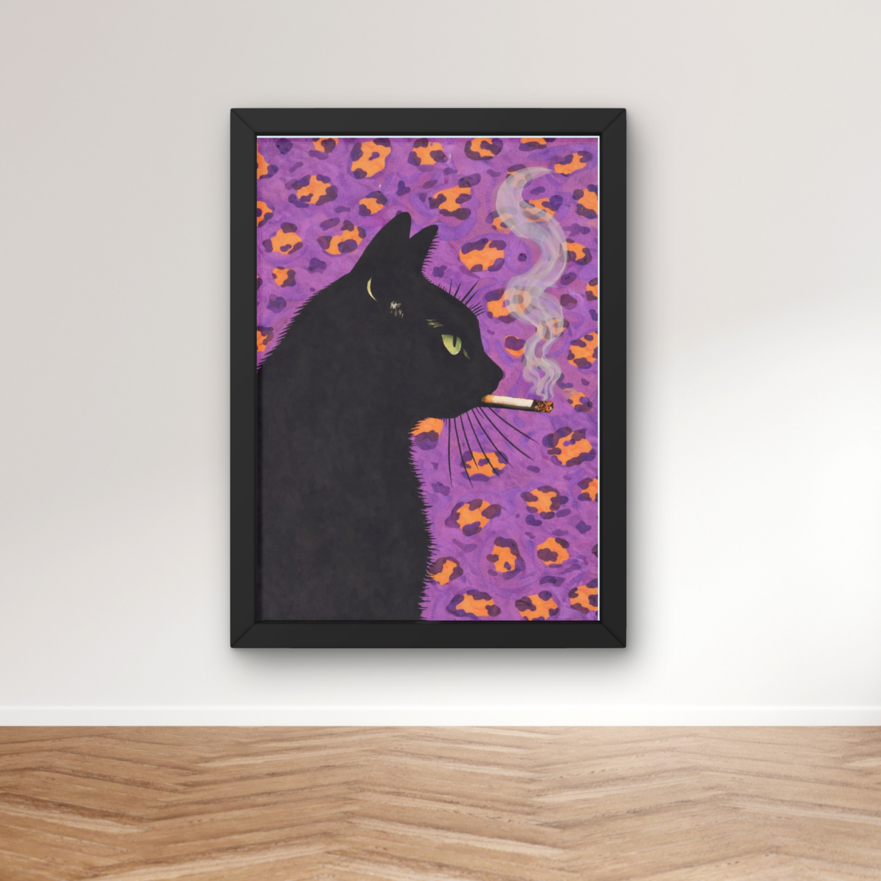 Bold purple leopard | Cool smokin' kitty cat print