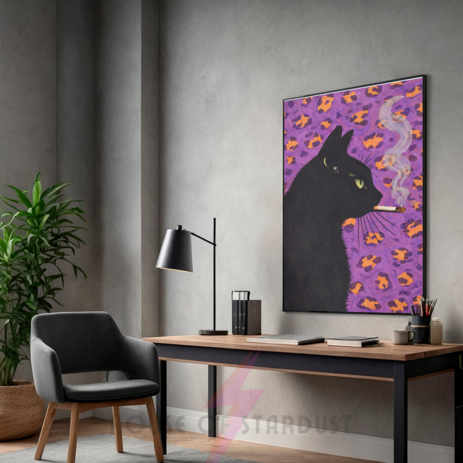 Bold purple leopard | Cool smokin' kitty cat print