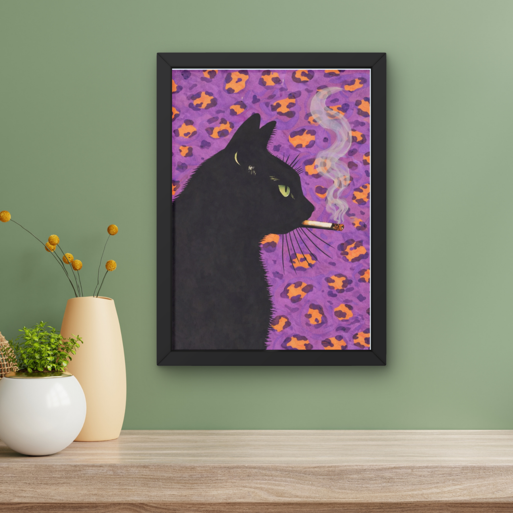 Bold purple leopard | Cool smokin' kitty cat print