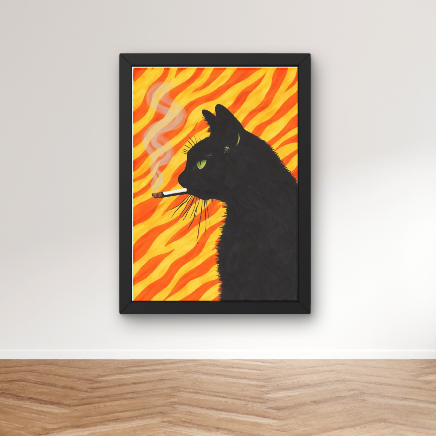 orange zebra print | Cool smokin' kitty cat print
