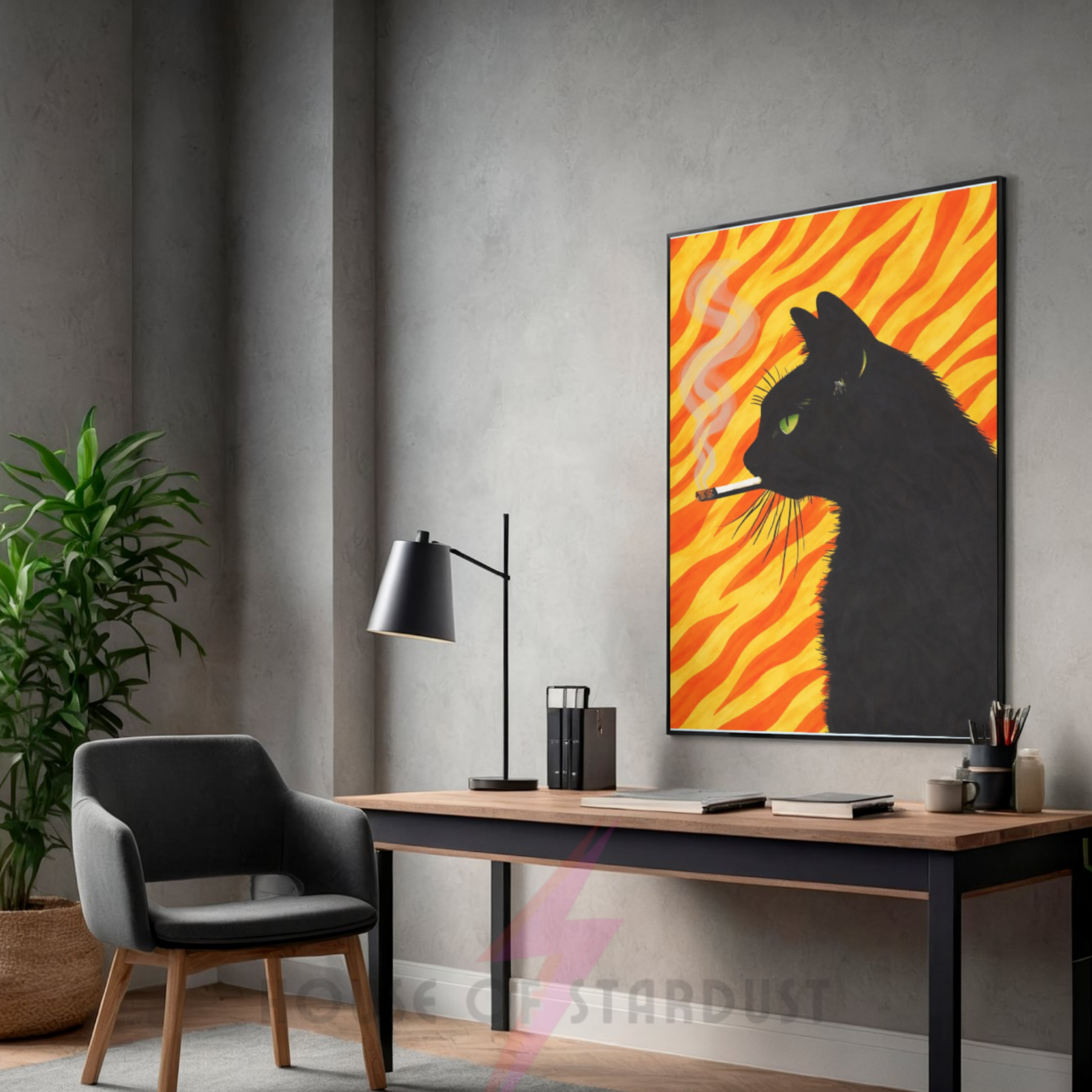 orange zebra print | Cool smokin' kitty cat print