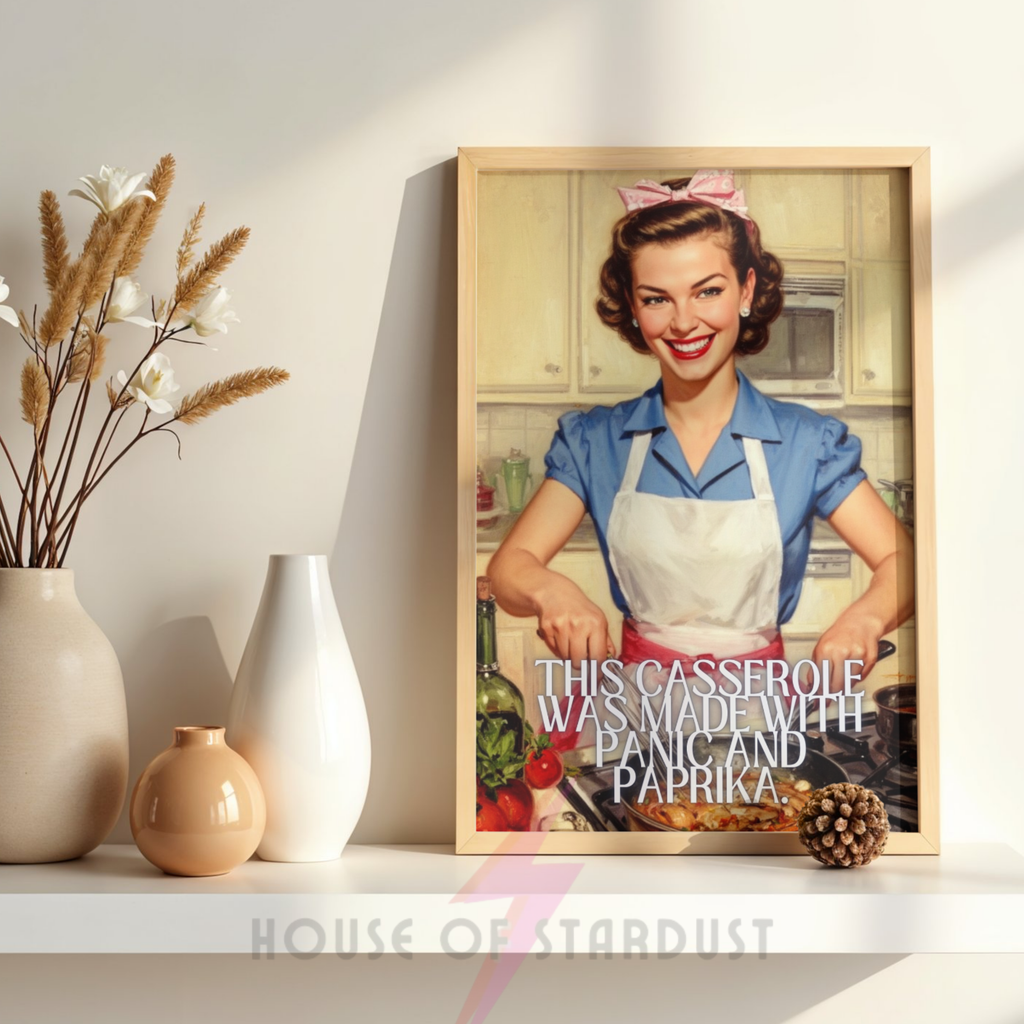panic and paprika | RETRO HOUSEWIFE feminist adhd autism HUMOUR PRINT