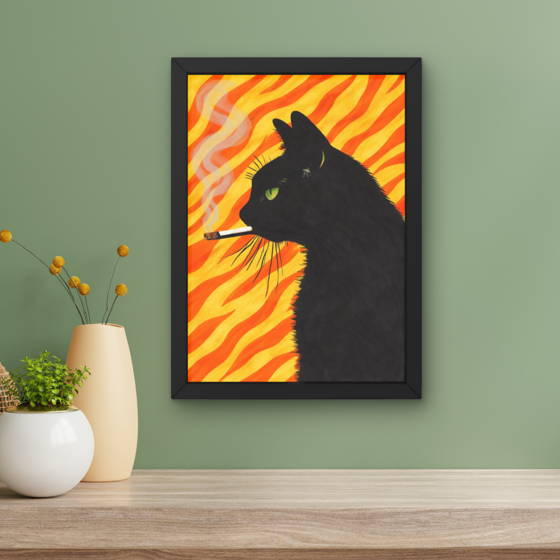 orange zebra print | Cool smokin' kitty cat print