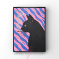 pink zebra print | Cool smokin' kitty cat print