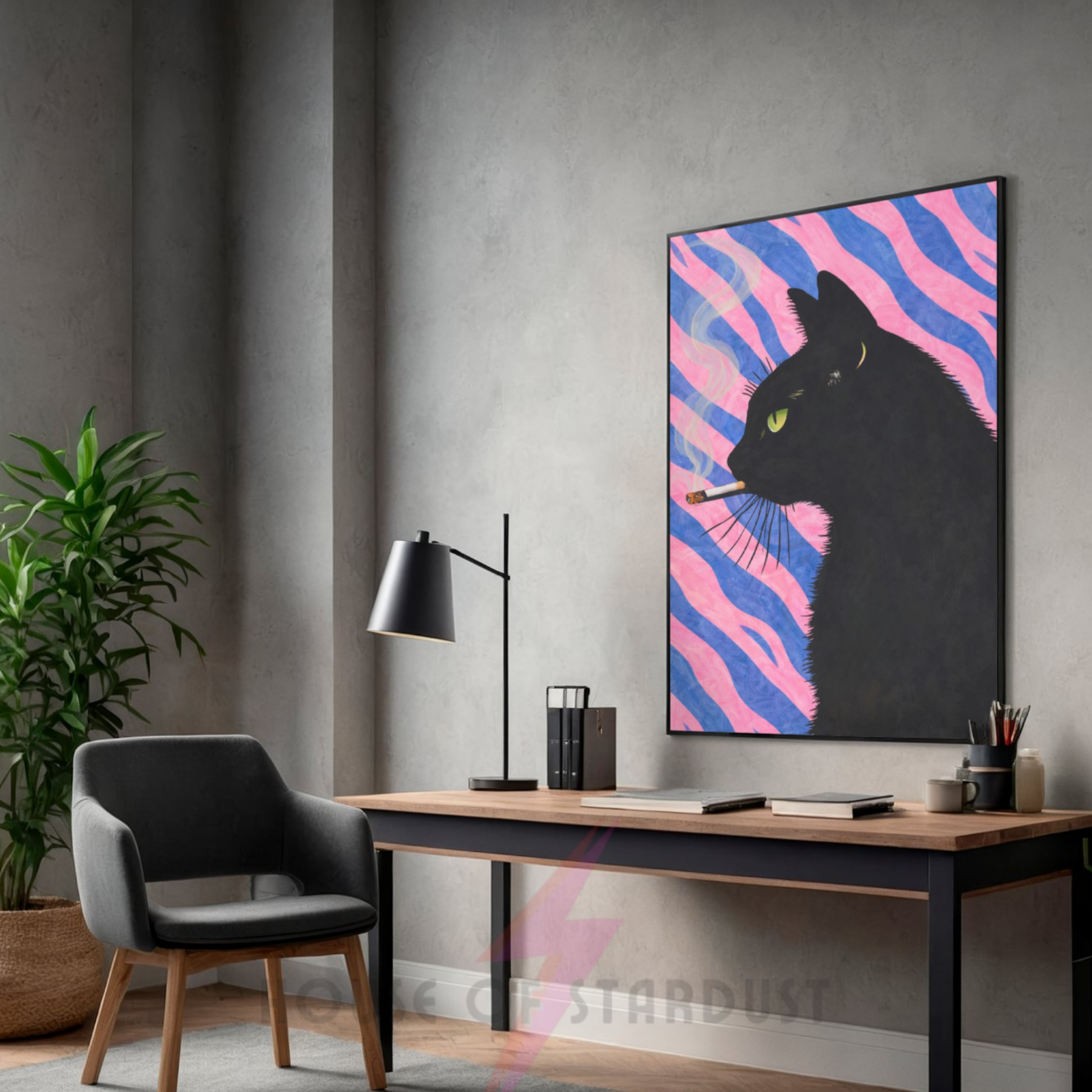 pink zebra print | Cool smokin' kitty cat print
