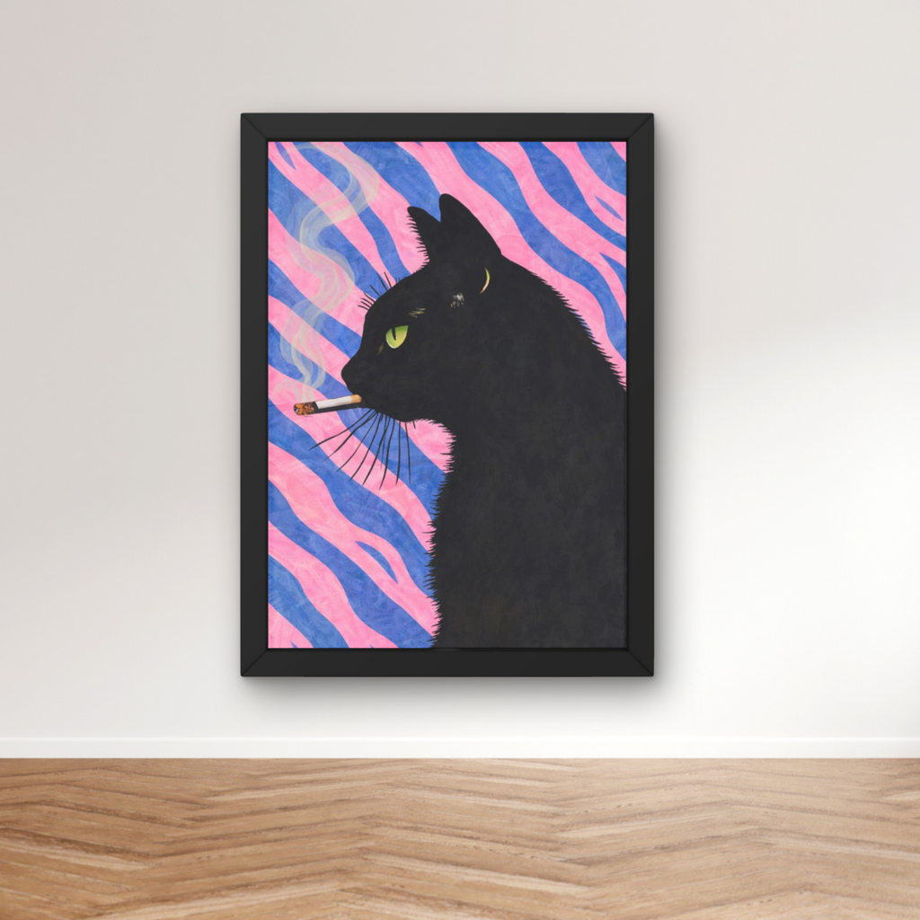 pink zebra print | Cool smokin' kitty cat print