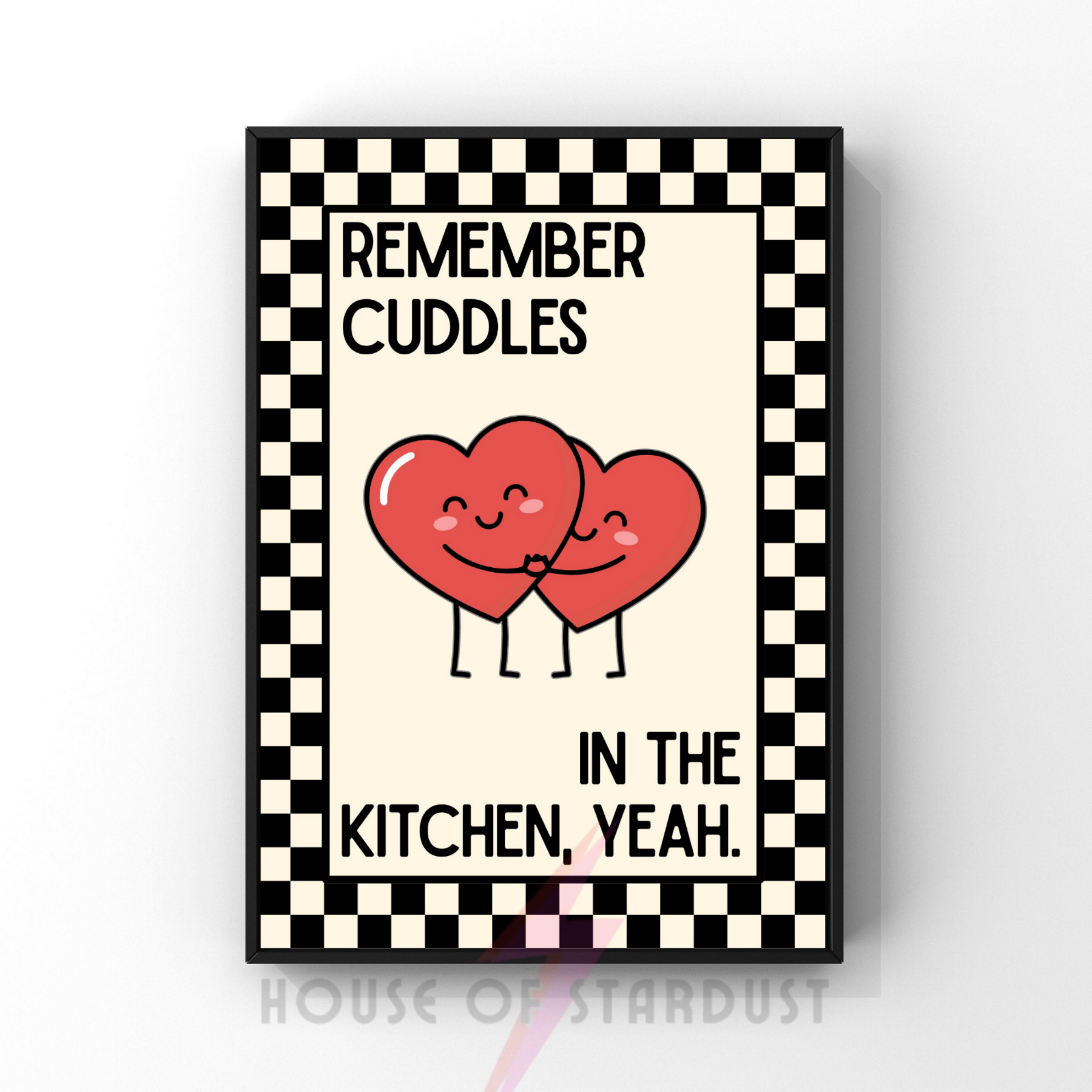 Cuddles in the kitchen | arctic monkeys inspired Kitsch Kitchen checkerboard retro collection print