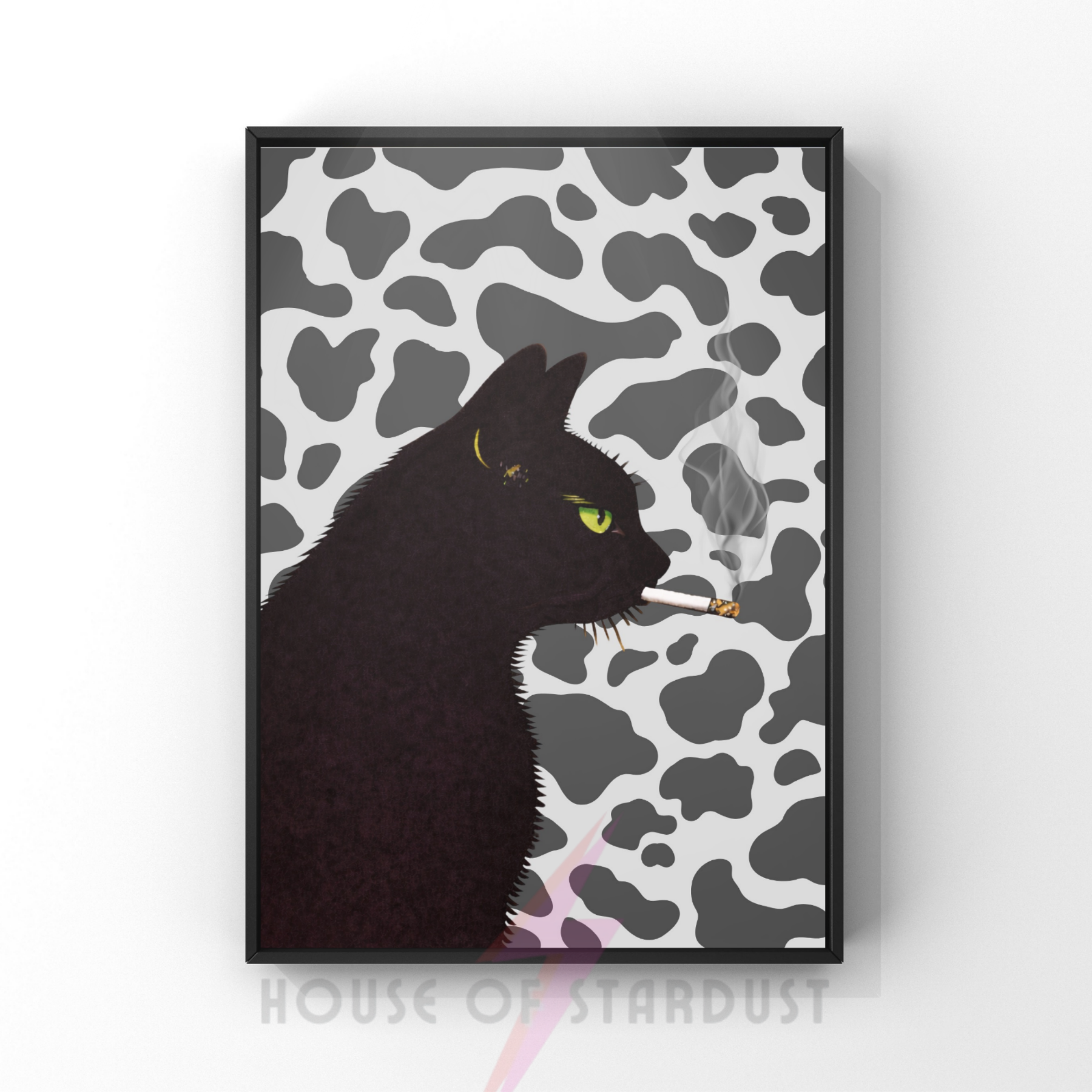 cow print | Cool smokin' kitty cat print